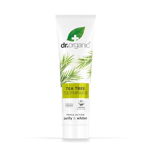 Dr.organic Tea Tree Toothpaste 100ml packaging box side view