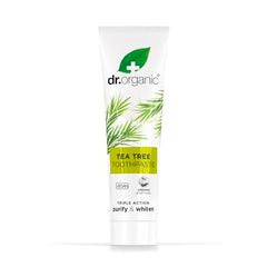 Dr.organic Tea Tree Toothpaste 100ml packaging box side view