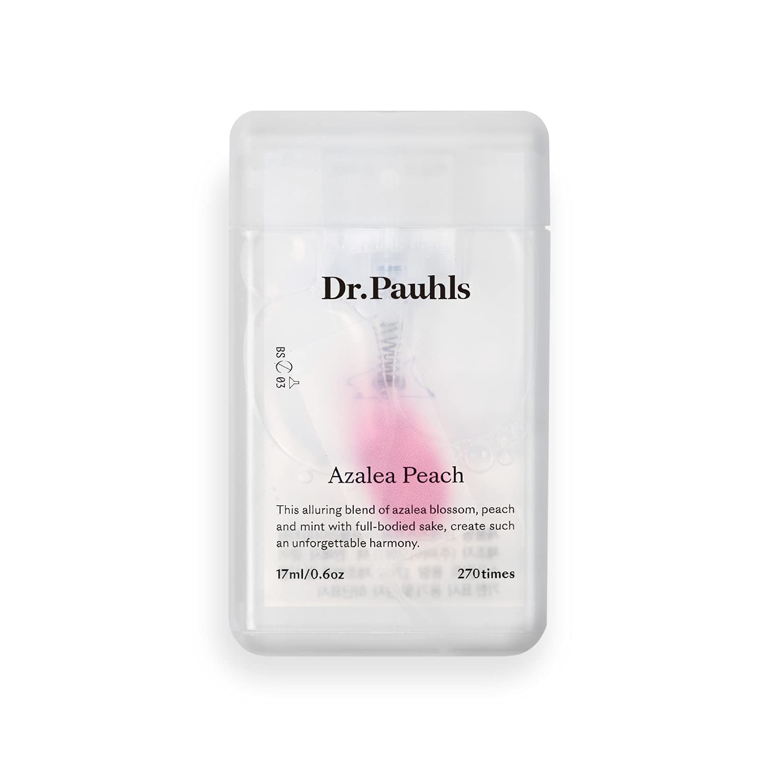 Dr. Pauhl’s Breath Spray bottle with Azalea Peach label