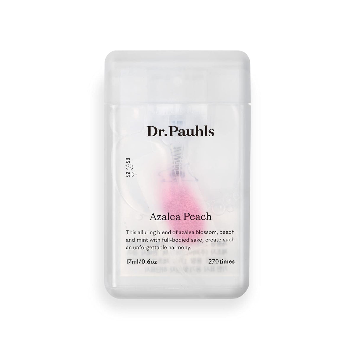 Dr. Pauhl’s Breath Spray bottle with Azalea Peach label