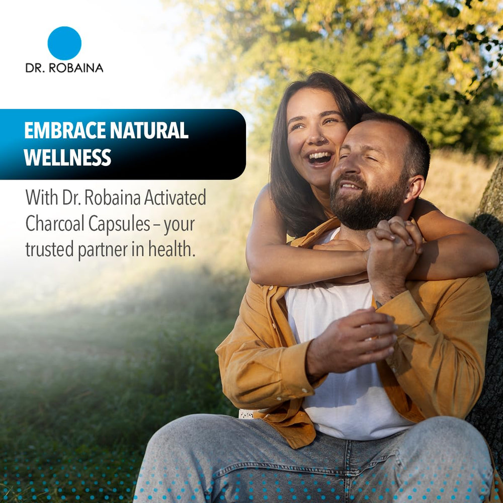 Two vegan charcoal capsules for gas relief