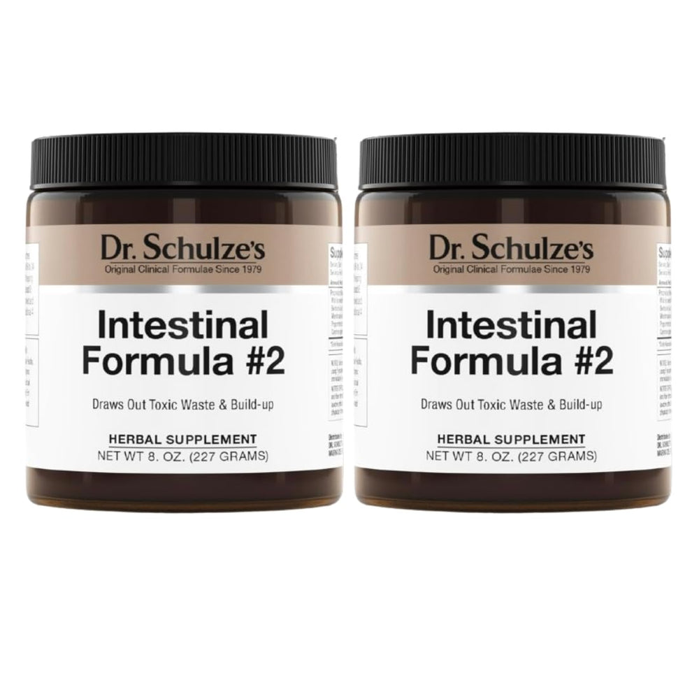 Dr. Schulze's Intestinal Formula #2 bottle front showing plant-based colon cleanse benefits