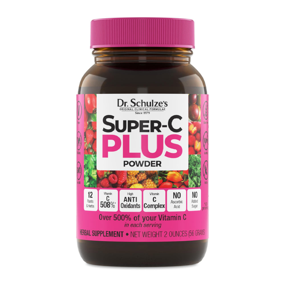 Bottle of Dr. Schulze's Super-C Plus vitamin C supplement