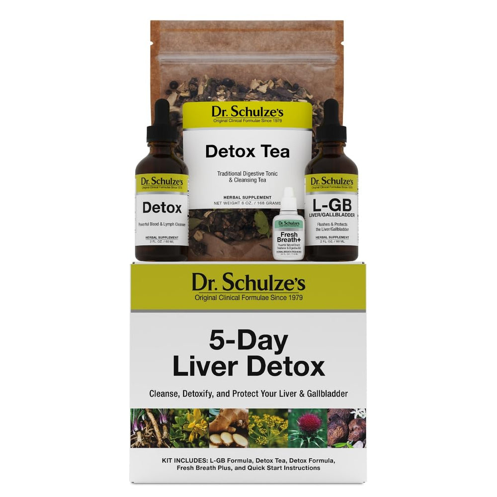 Dr. Schulze's 5-Day Liver Detox bottle front for daily liver support and energy.