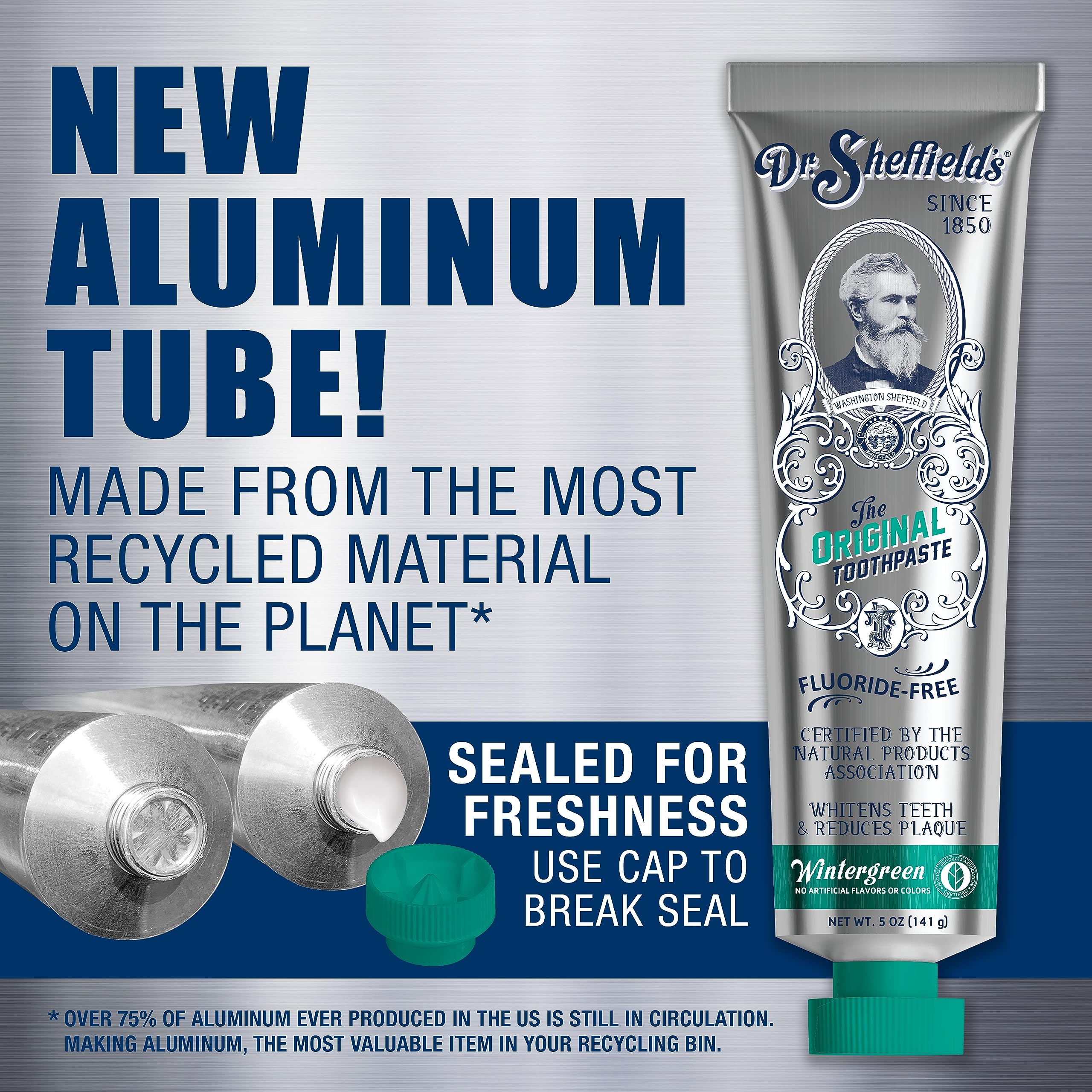 Product packaging for Dr. Sheffield’s Wintergreen Certified Natural Toothpaste