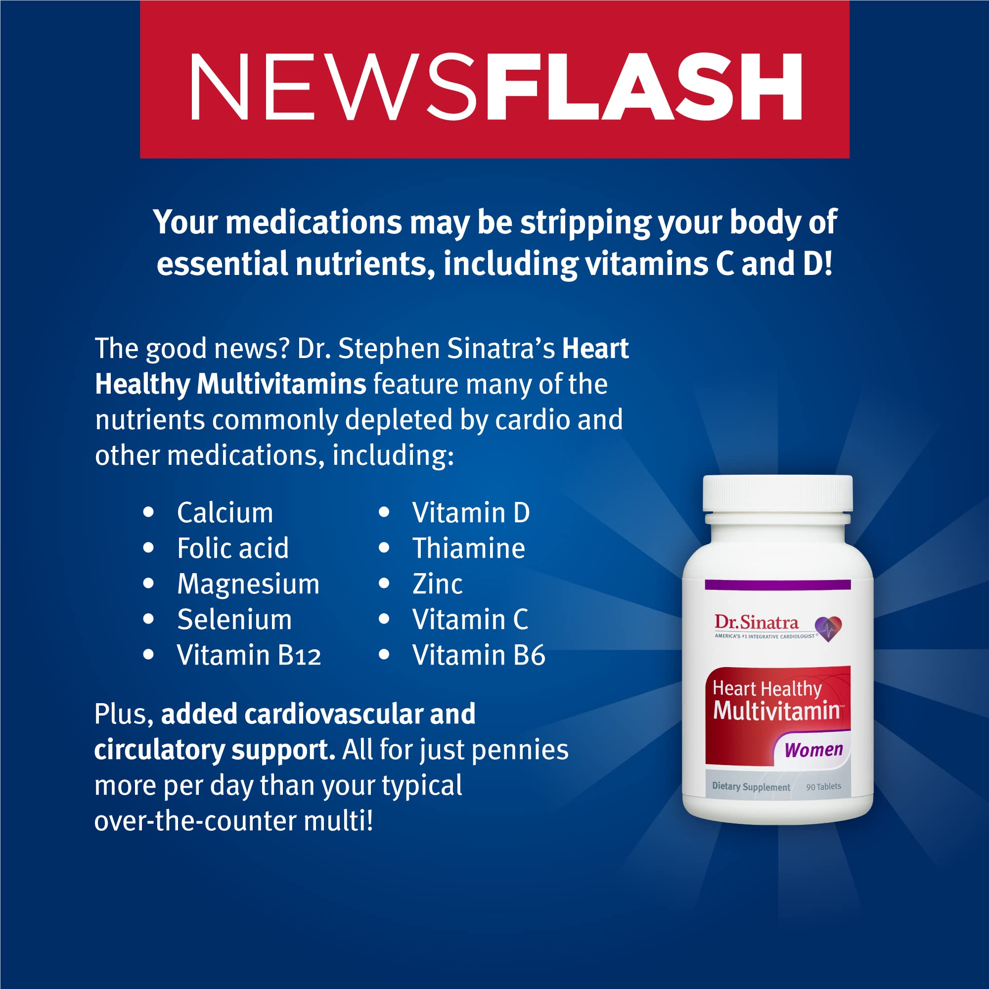 Front view of Dr Sinatra Heart Healthy Multivitamin packaging