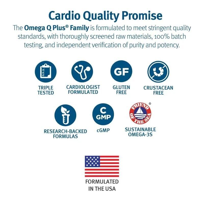 Dr. Sinatra Omega Q Plus label close-up reveals CoQ10 resveratrol and omega-3 benefits.