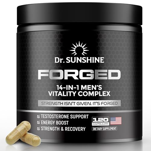 DR. SUNSHINE Forged 14-in-1 Shilajit capsules bottle for daily vitality and steady energy.