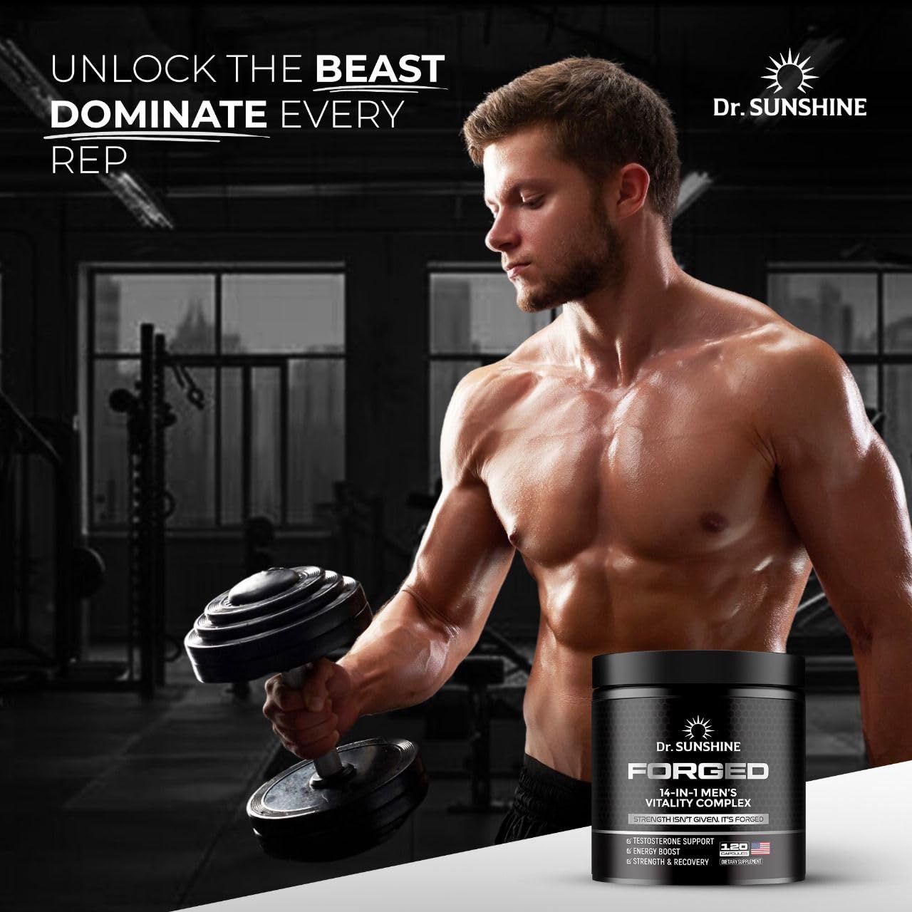 DR. SUNSHINE Forged 14-in-1 Shilajit fenugreek and tribulus for wellness.