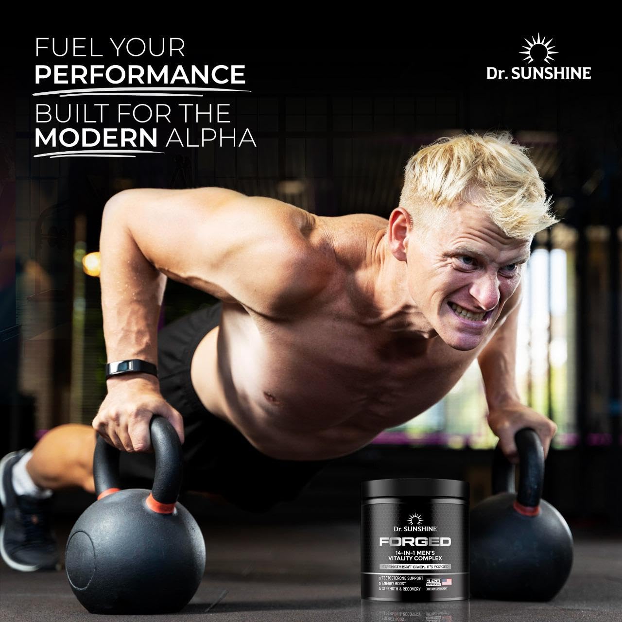 DR. SUNSHINE Forged 14-in-1 Shilajit herbal blend spoons show fenugreek and ashwagandha.