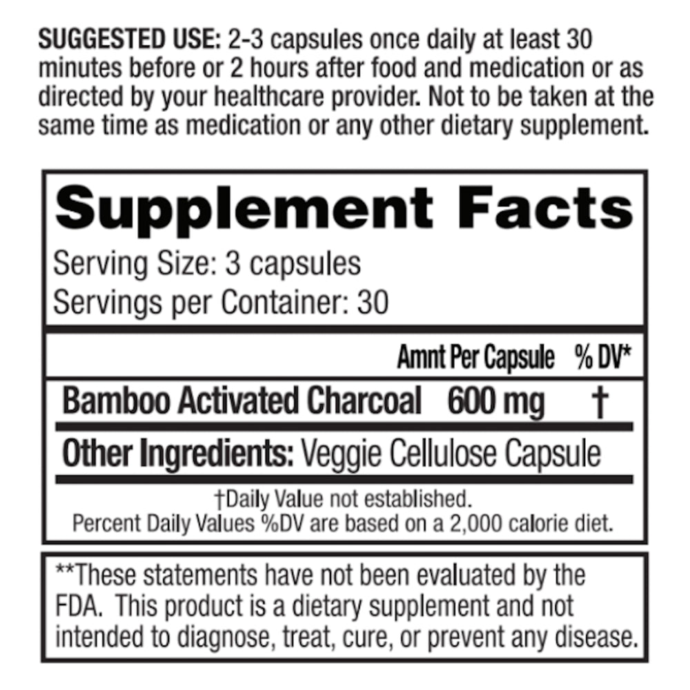 Activated bamboo charcoal detox capsules close-up