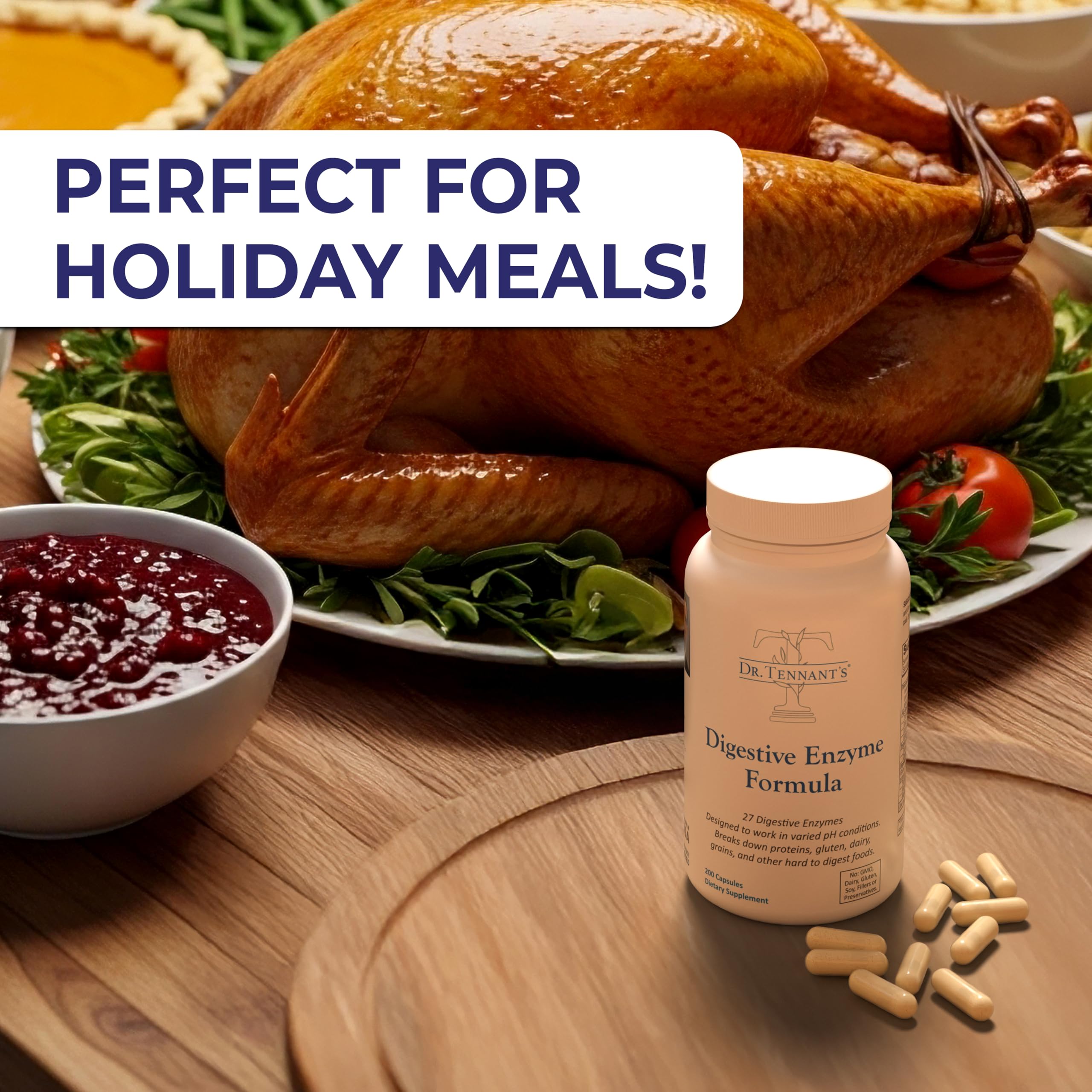 Packaging of Dr. Tennant's Digestive Enzymes