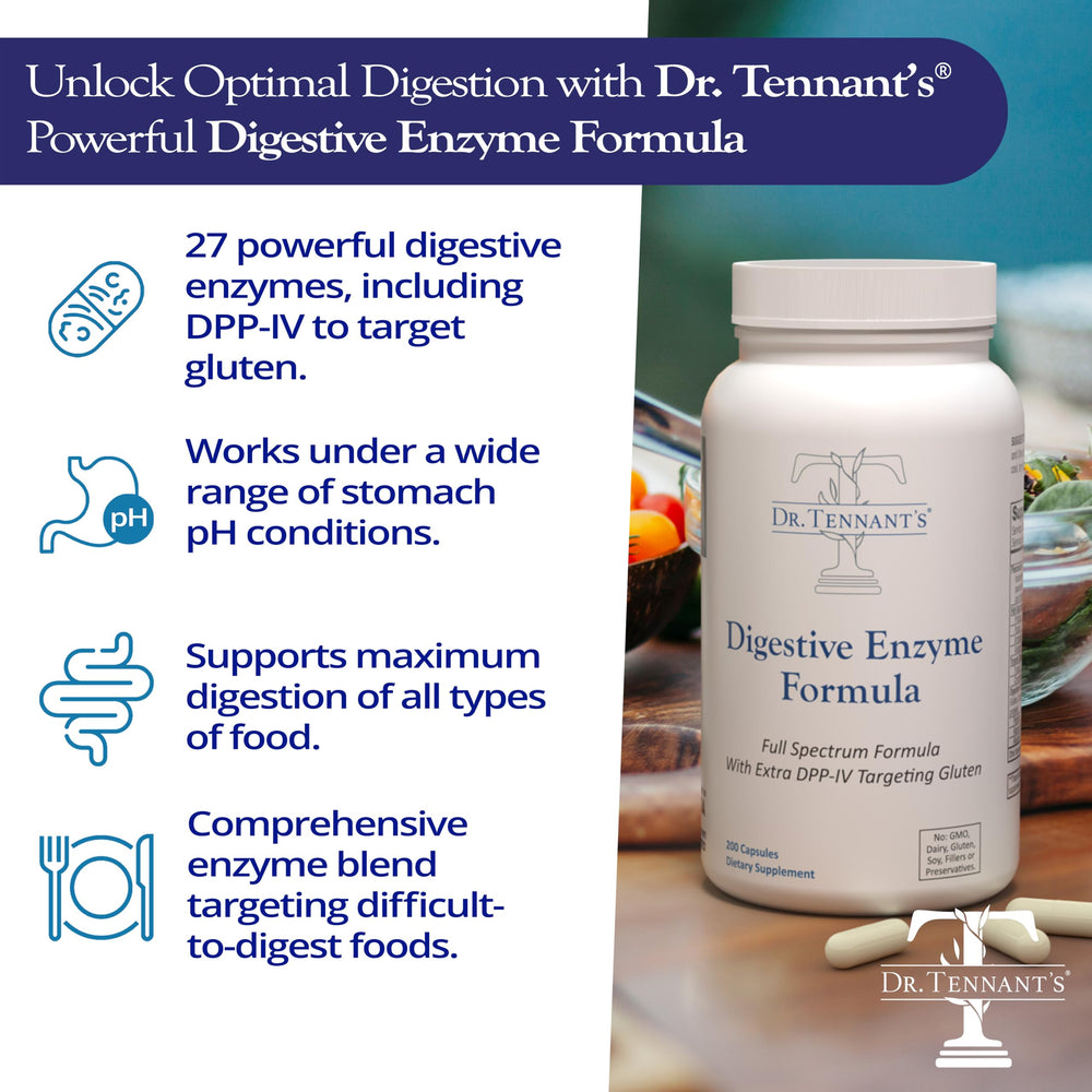 Nutritional information panel for Dr. Tennant's Digestive Enzymes