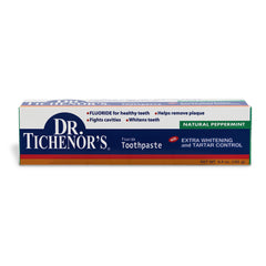 Back of Dr. Tichenor's toothpaste pack showing product details