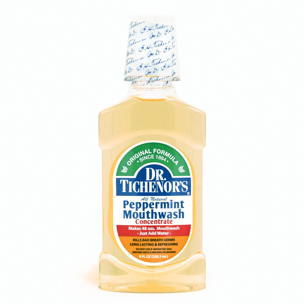 Dilution instructions for Dr. Tichenor's mouthwash concentrate