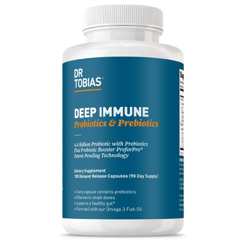Dr. Tobias Deep Immune Probiotics & Prebiotics bottle label