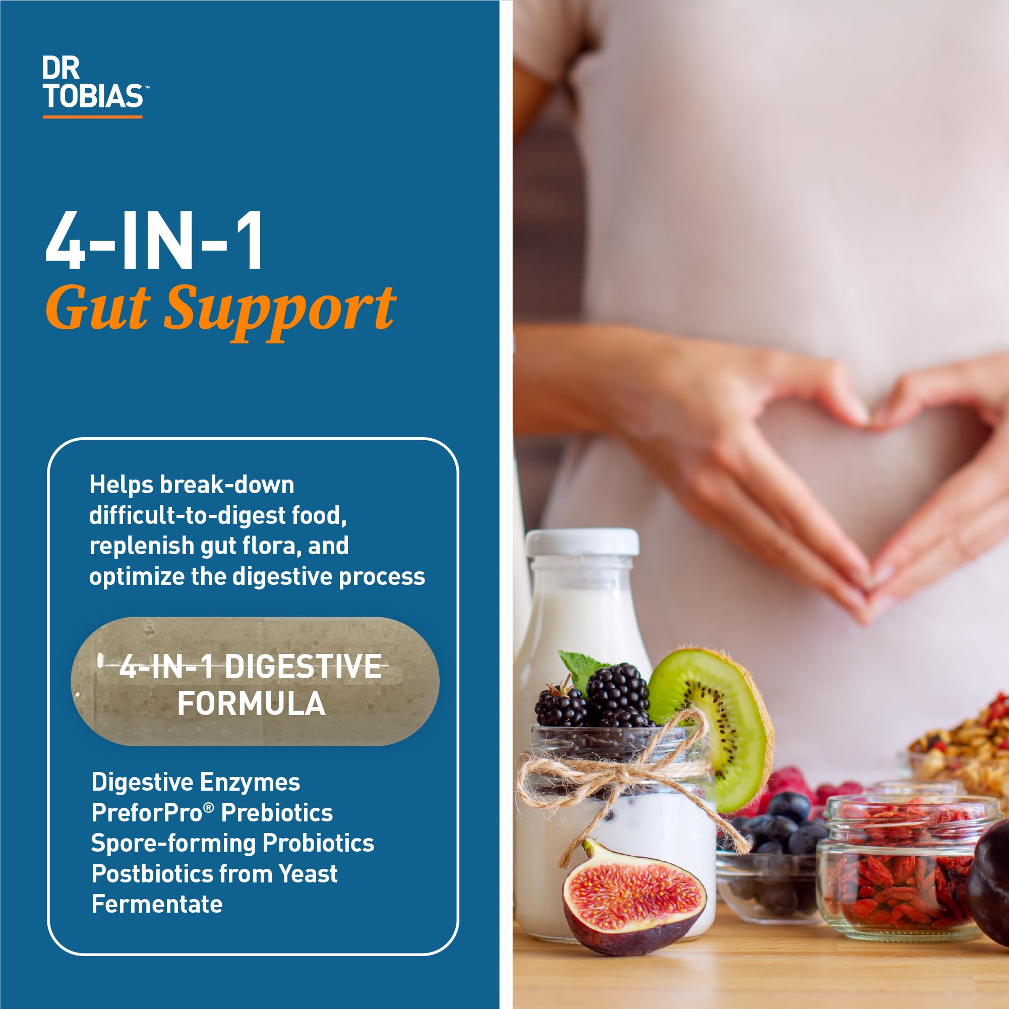 Front view of Dr. Tobias Digestive Enzymes packaging