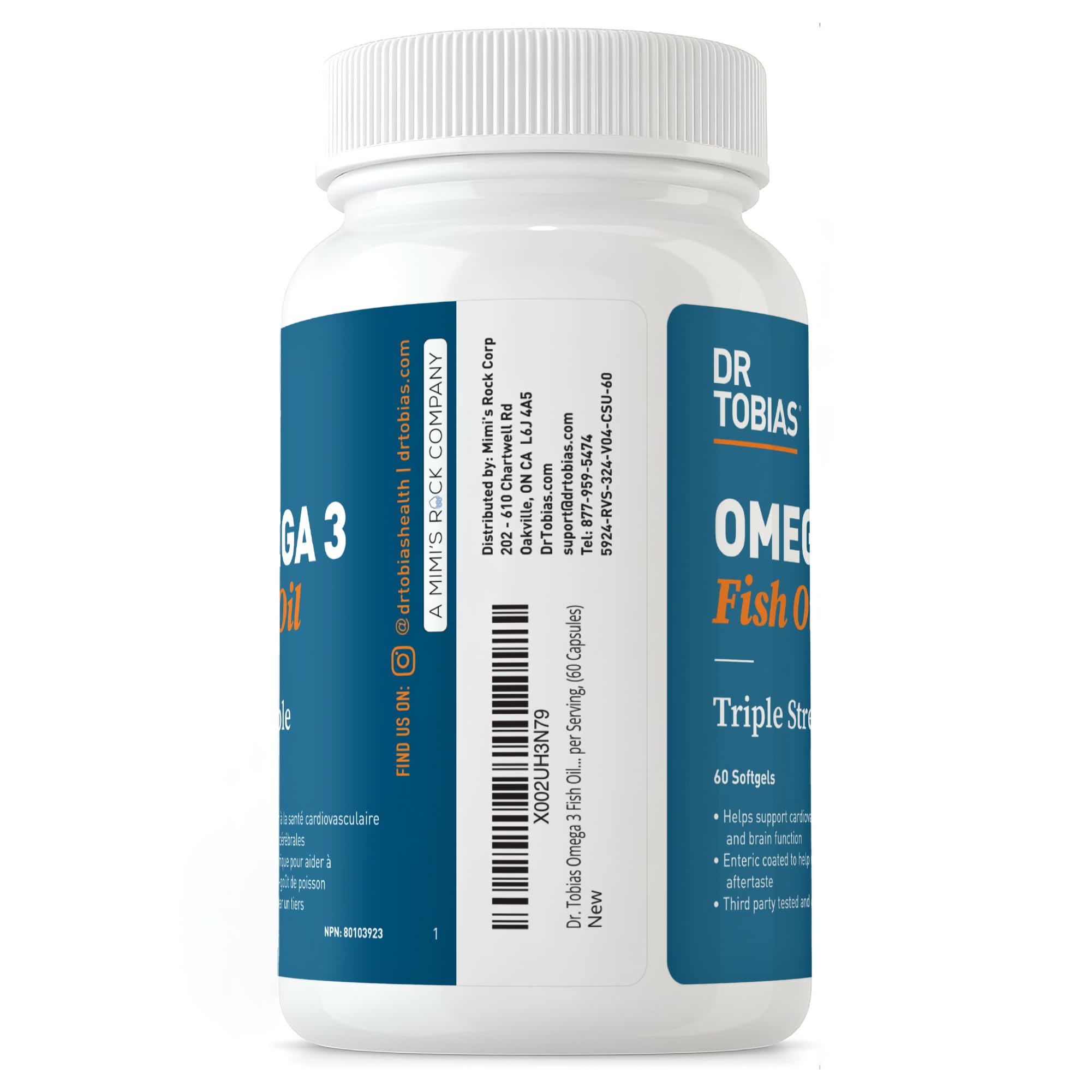 NSF Certified seal visible on Dr. Tobias Omega 3 bottle