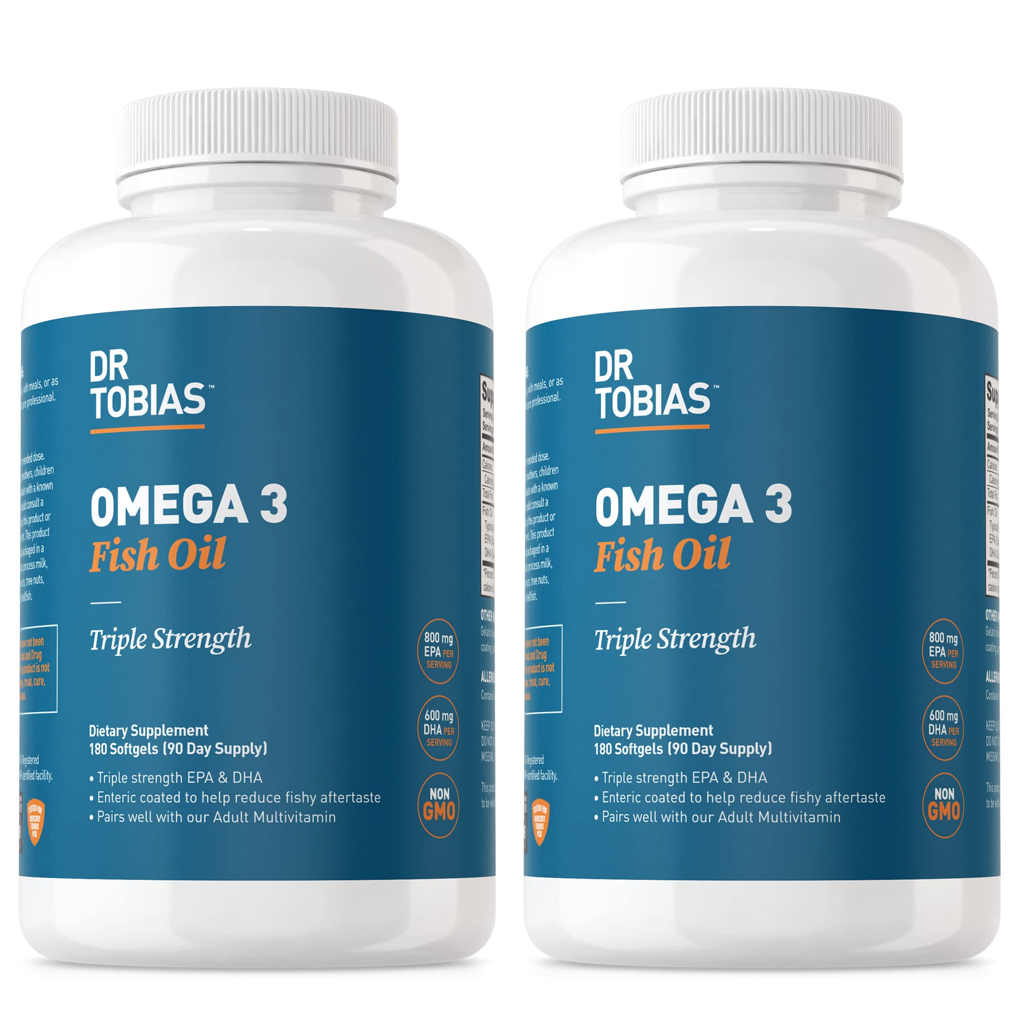 Dr. Tobias Omega-3 Fish Oil 2000mg Triple Strength bottle - front view