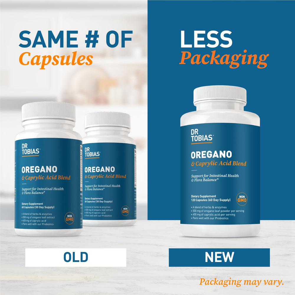 Product packaging showing 120 capsules and 60 servings