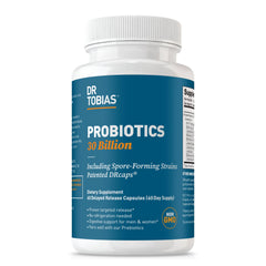 Bottle of Dr. Tobias Probiotics with 60 capsules front view