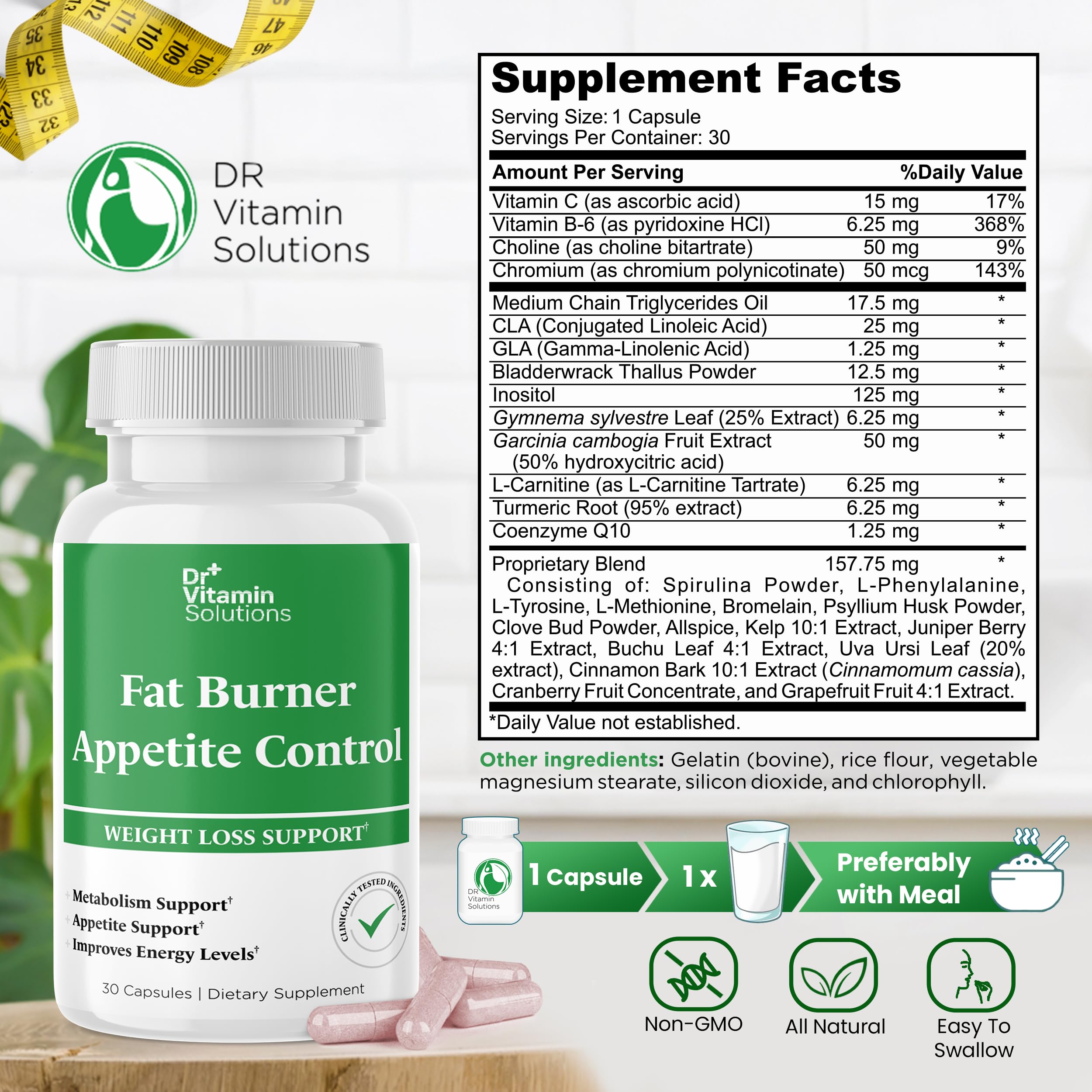 Close-up of L-Carnitine, CLA, and Chromium ingredients