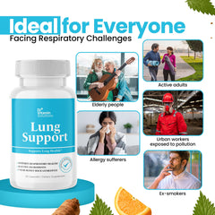 Lung detox capsules arranged with natural leaf background