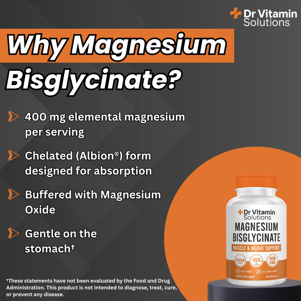 Vegan, non-GMO magnesium bisglycinate capsules