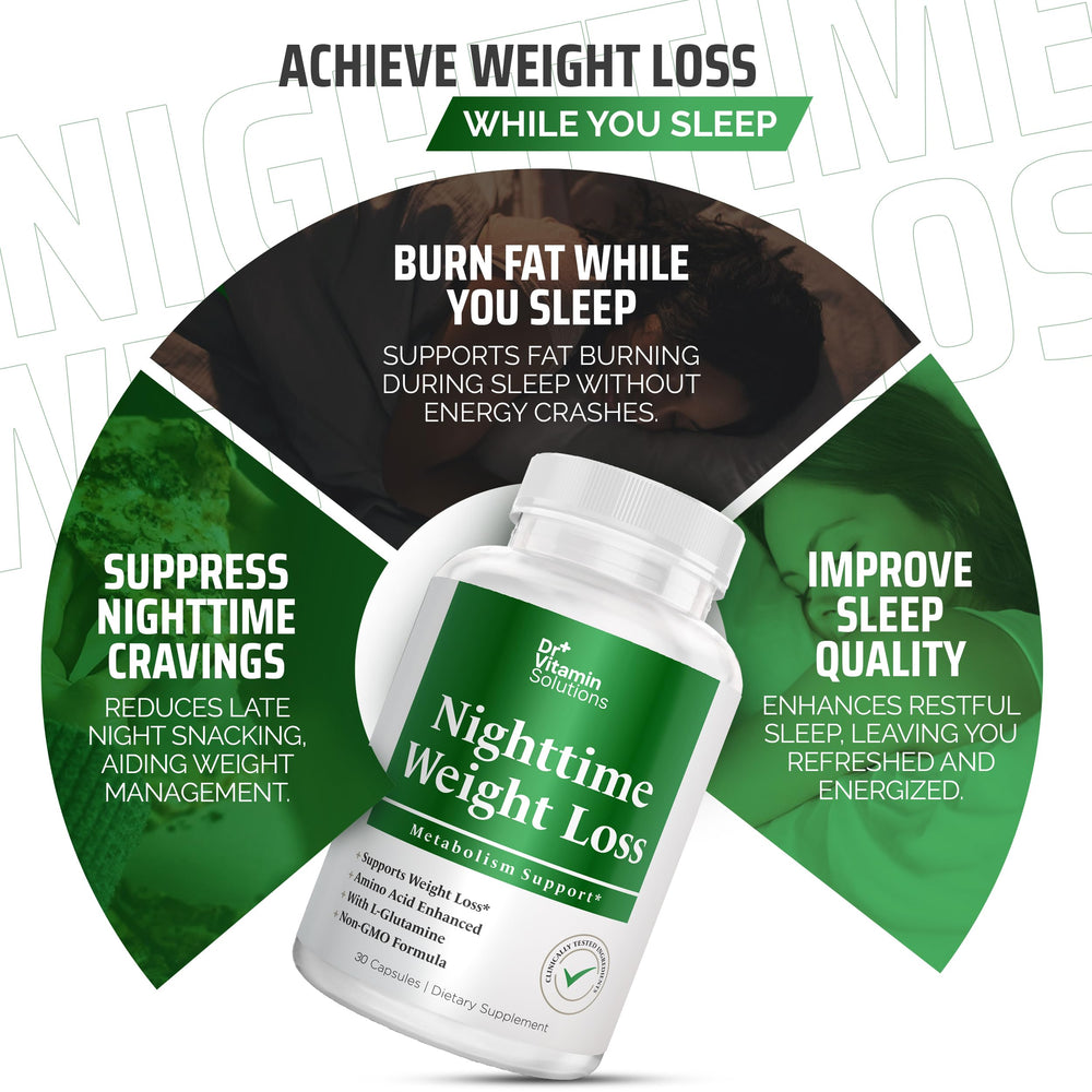 Front view of Dr Vitamin Solutions Nighttime Fat Burner packaging