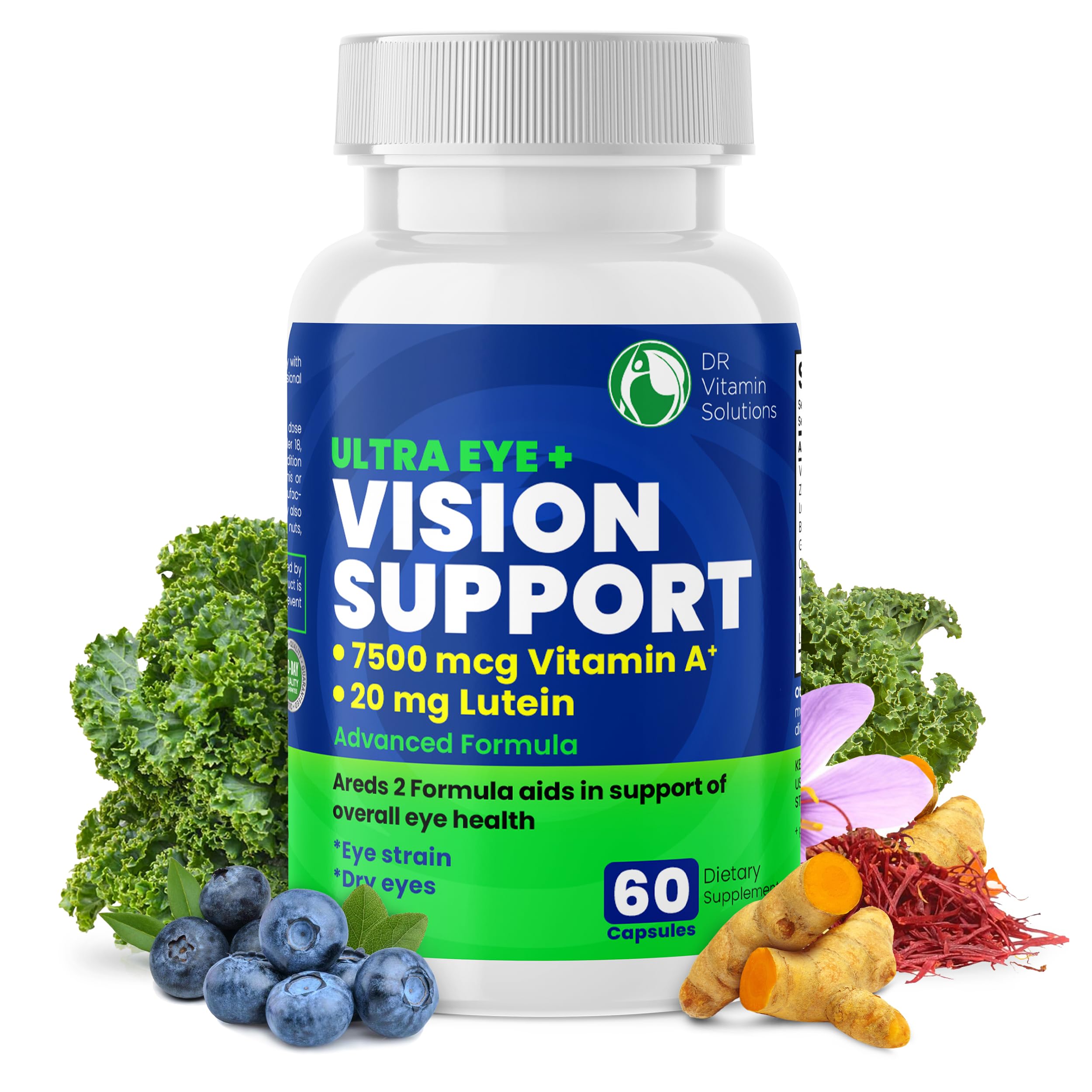 Bottle of DR VITAMIN SOLUTIONS Vision Support eye vitamins, 60 capsules