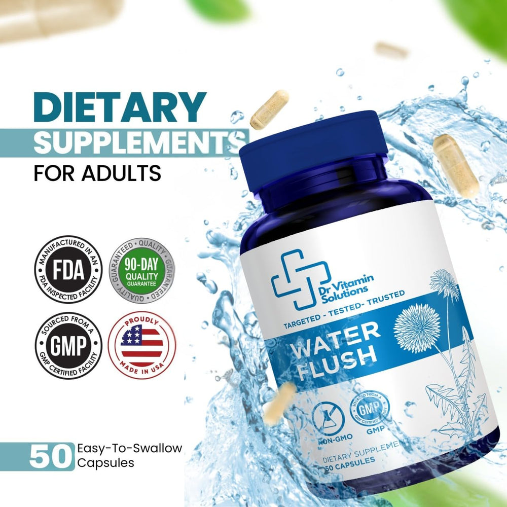 DR VITAMIN SOLUTIONS Water Flush adults taking capsules after meals for bloating relief