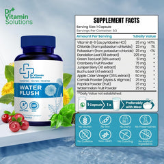 DR VITAMIN SOLUTIONS Water Flush ingredients dandelion root highlight natural diuretic blend for balance