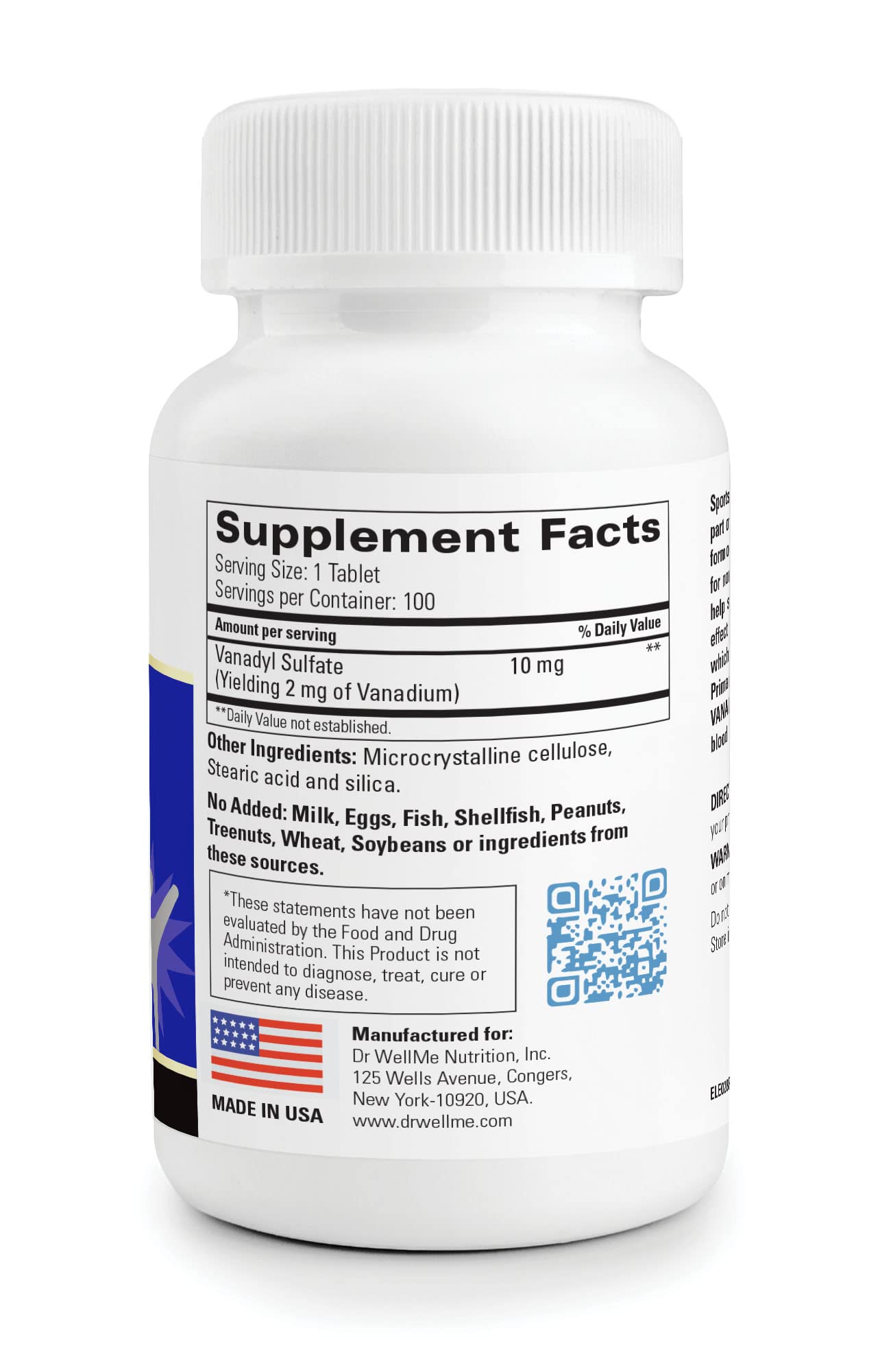 Front label of Dr. WellMe Vanadyl Sulfate 10mg