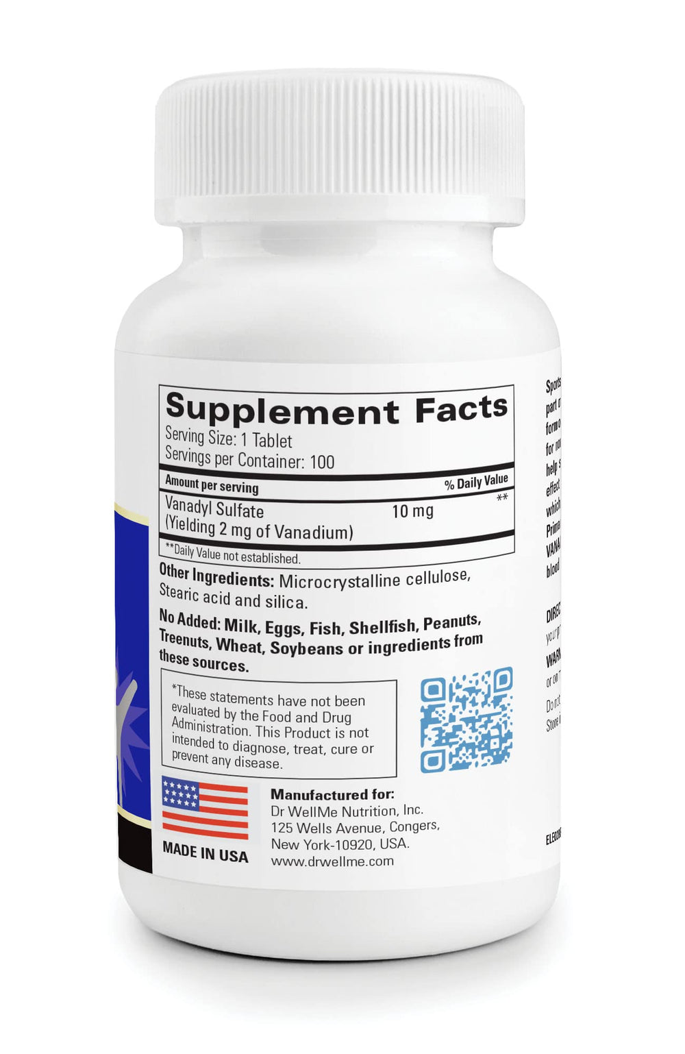 Front label of Dr. WellMe Vanadyl Sulfate 10mg