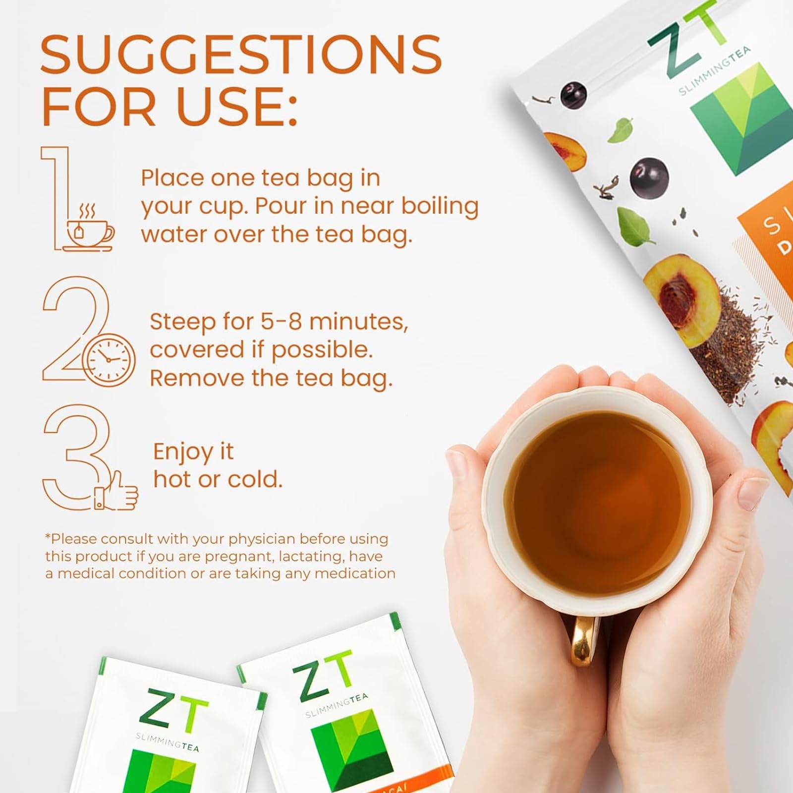 Dr. Zisman ZT Slimming Peach Tea cup ready for sip.