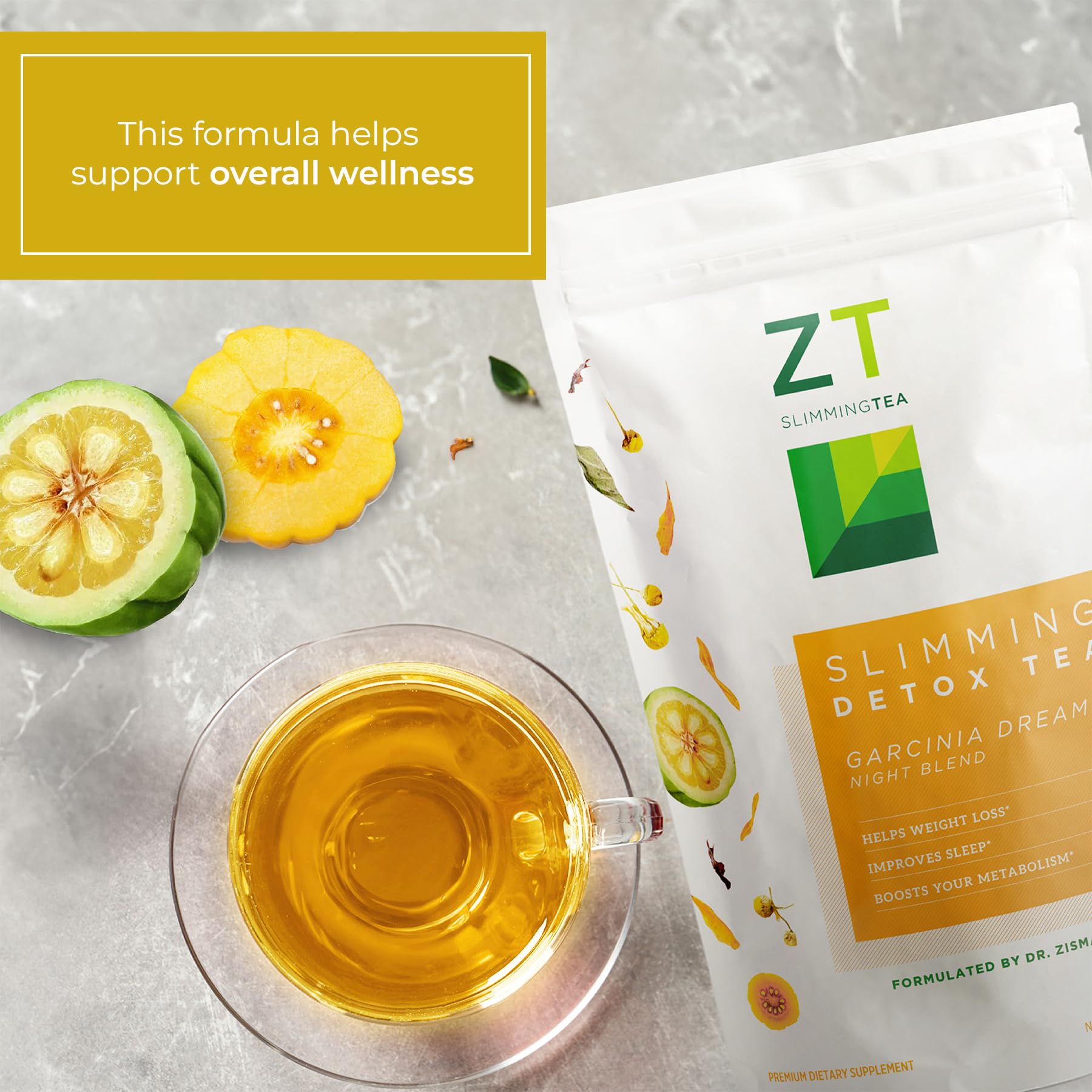 Dr. Zisman ZT Slimming Tea Garcinia cambogia closeup hints at metabolic support