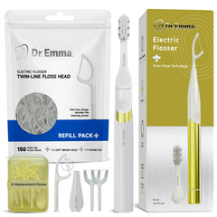 Close-up of Dr. Emma Electric Vibration Flosser with ergonomic soft-touch handle