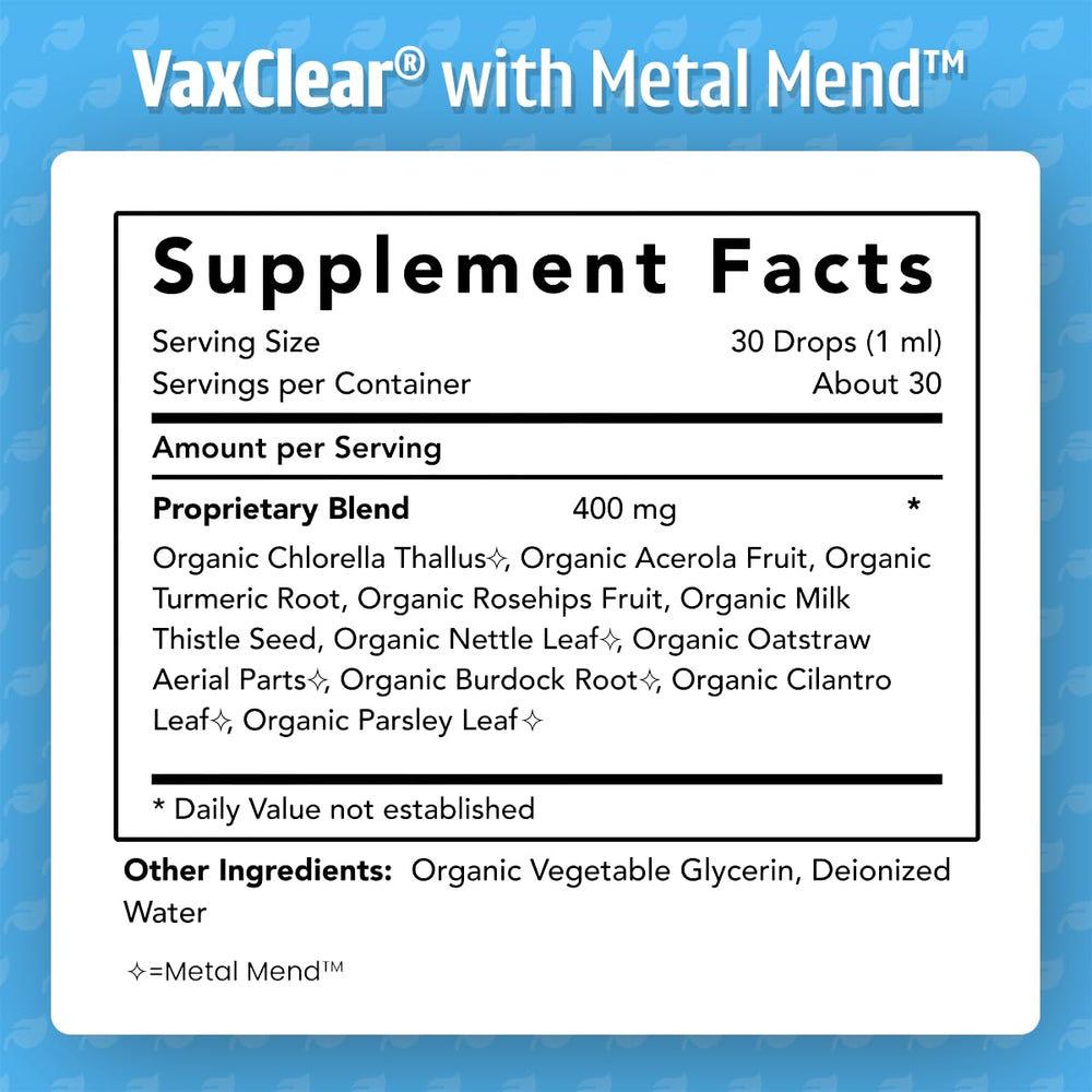 USDA Organic seal and label on VaxClear bottle