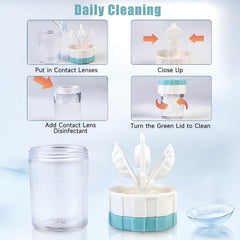 Lens case with solution bottle and accessories