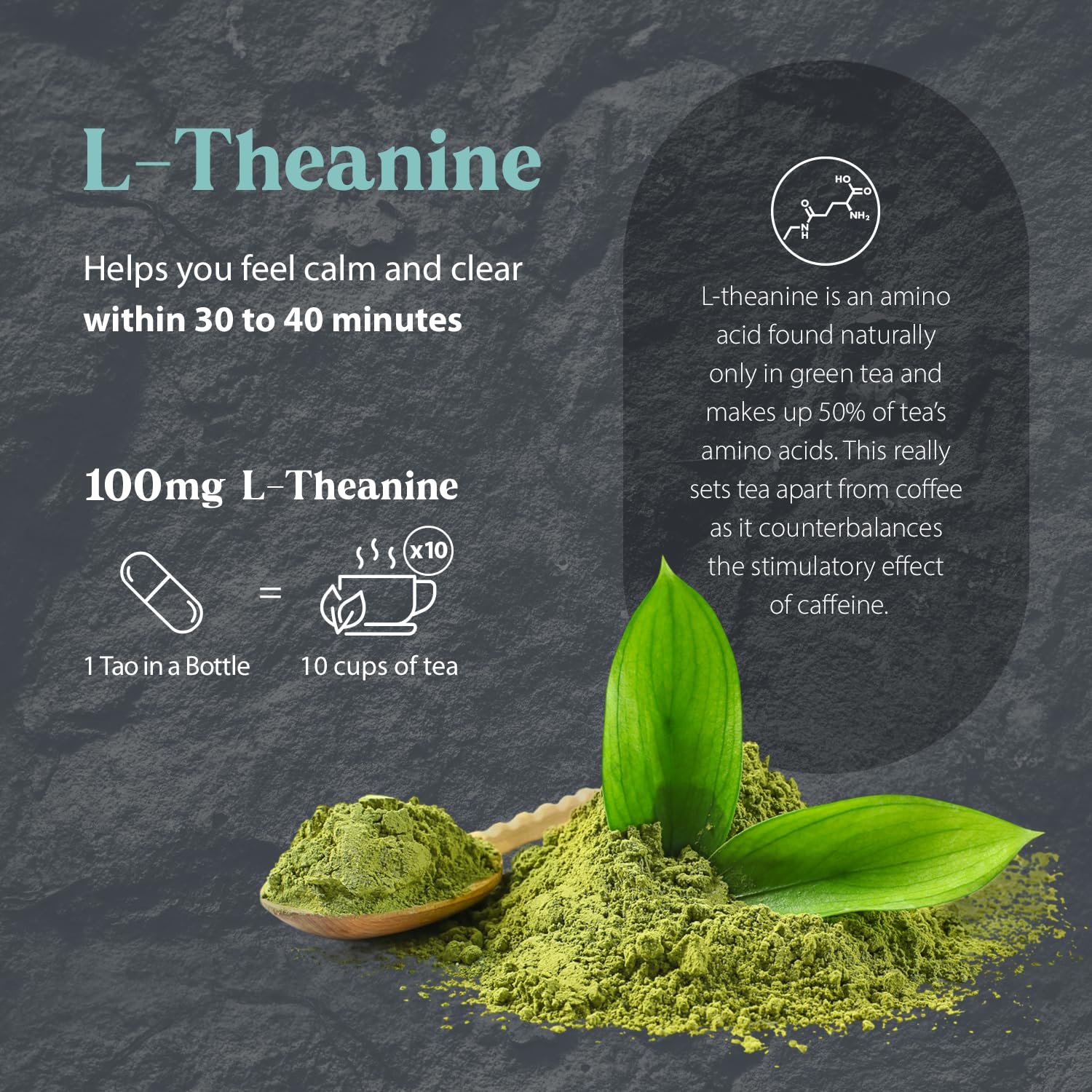 Ingredients panel for Tao in a Bottle herbal formula
