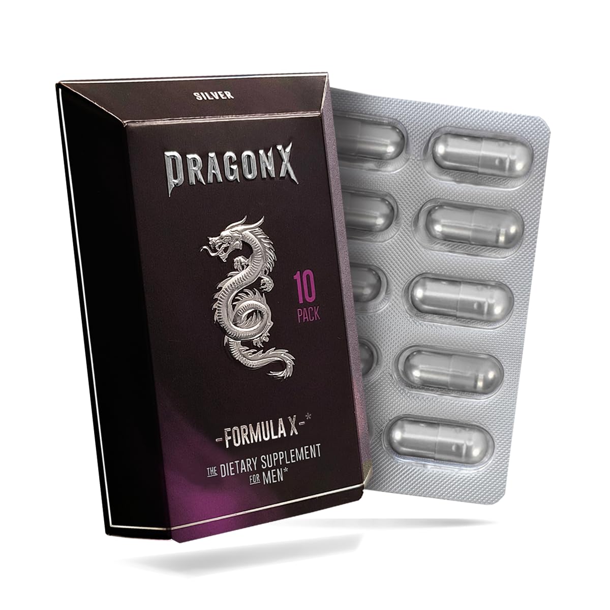 DRAGONX Silver bottle front showcases fast-acting stamina support