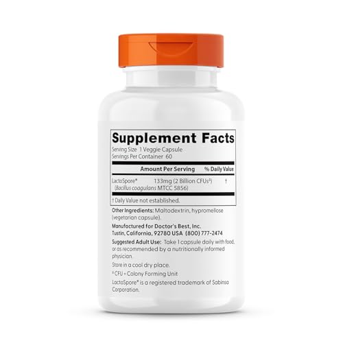 Front view of Doctor's Best Digestive Probiotic bottle and label