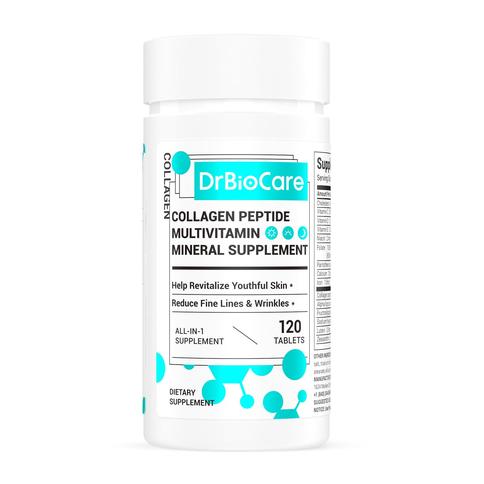 DrBioCare Collagen Peptides for Women bottle with 120 tablets - Made in USA