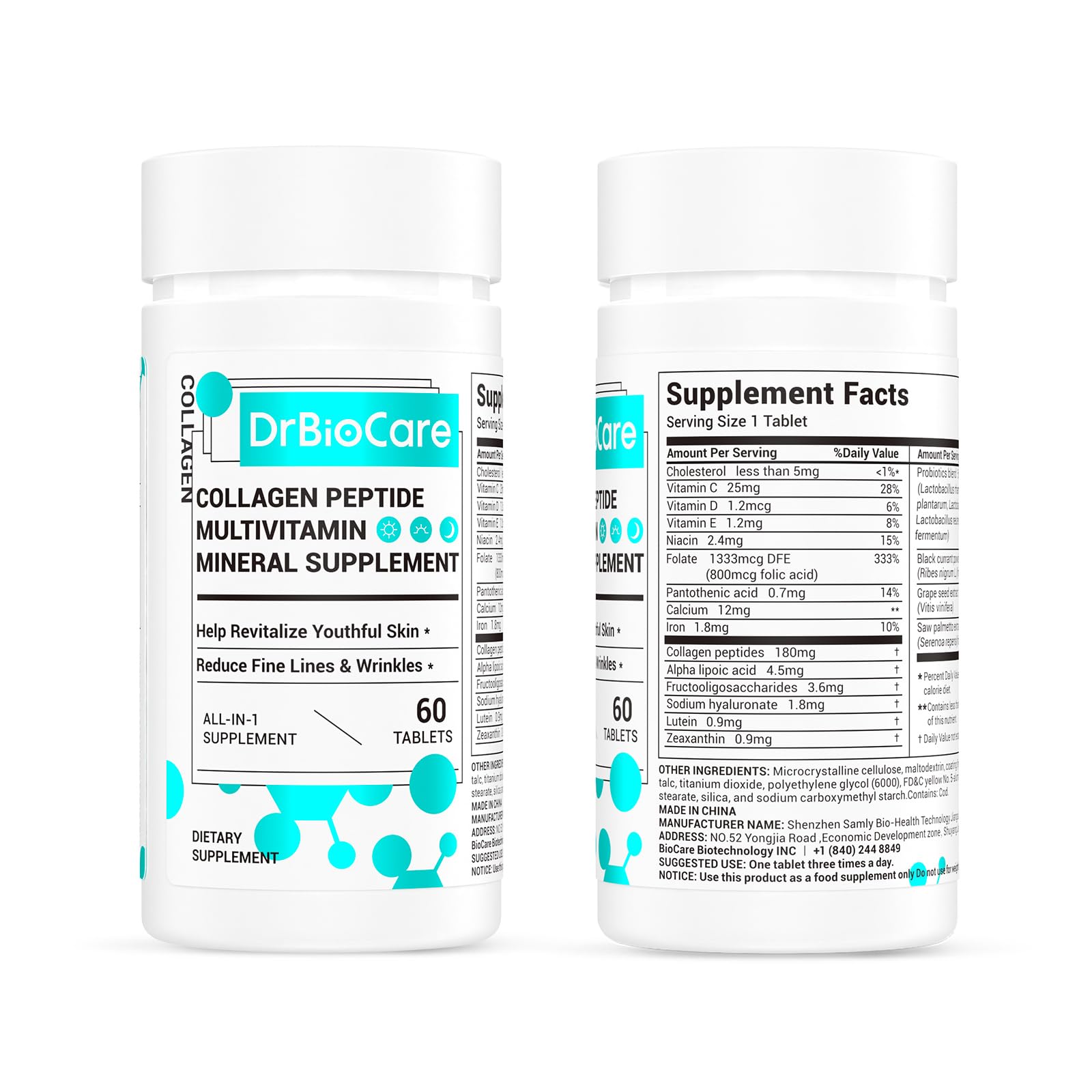 Bottle with capsules and vitamins for women's health