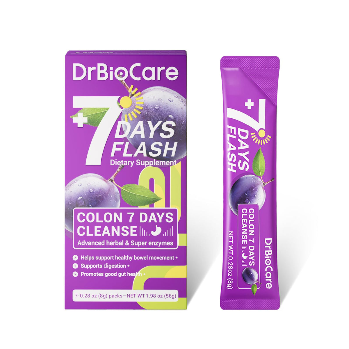 DrBioCare Colon 7Days Cleanse bottle shows gut-support formula for digestive balance