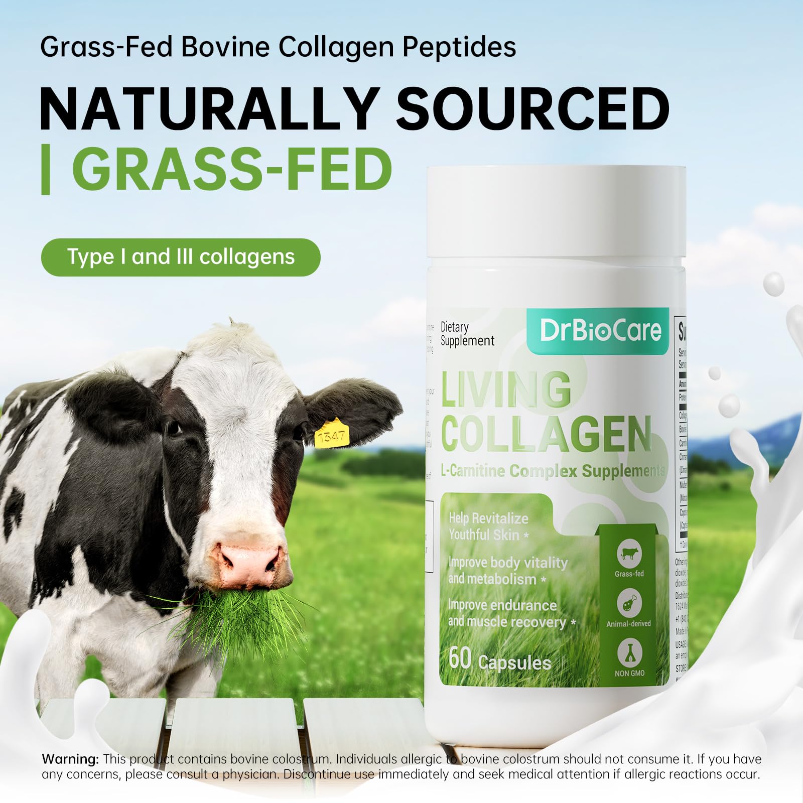 Product label with key benefits and ingredients