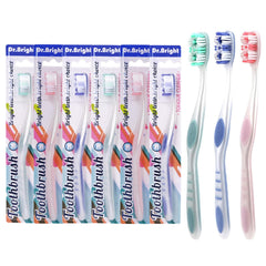 DR.BRIGHT Medium Toothbrush 6-pack - assorted colors, front view
