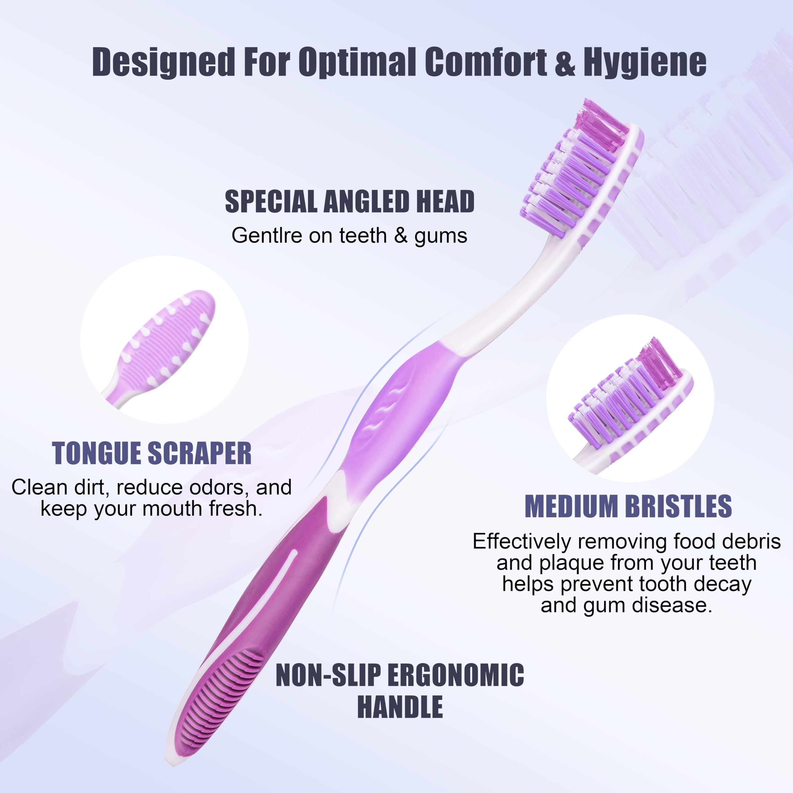 Close-up of toothbrush head showing tongue scraper on back