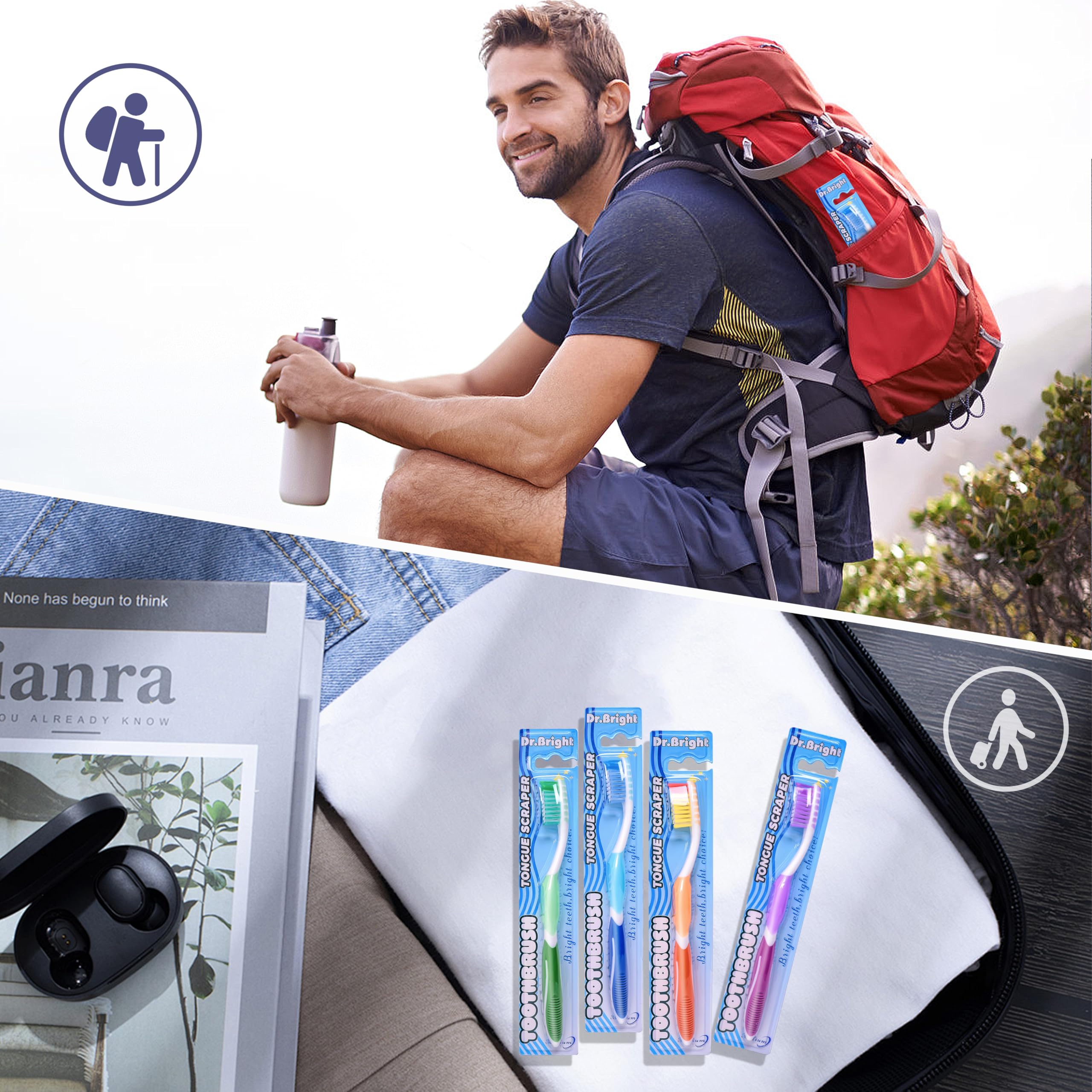 Travel-friendly DR.BRIGHT 8-pack packaging with assorted colors