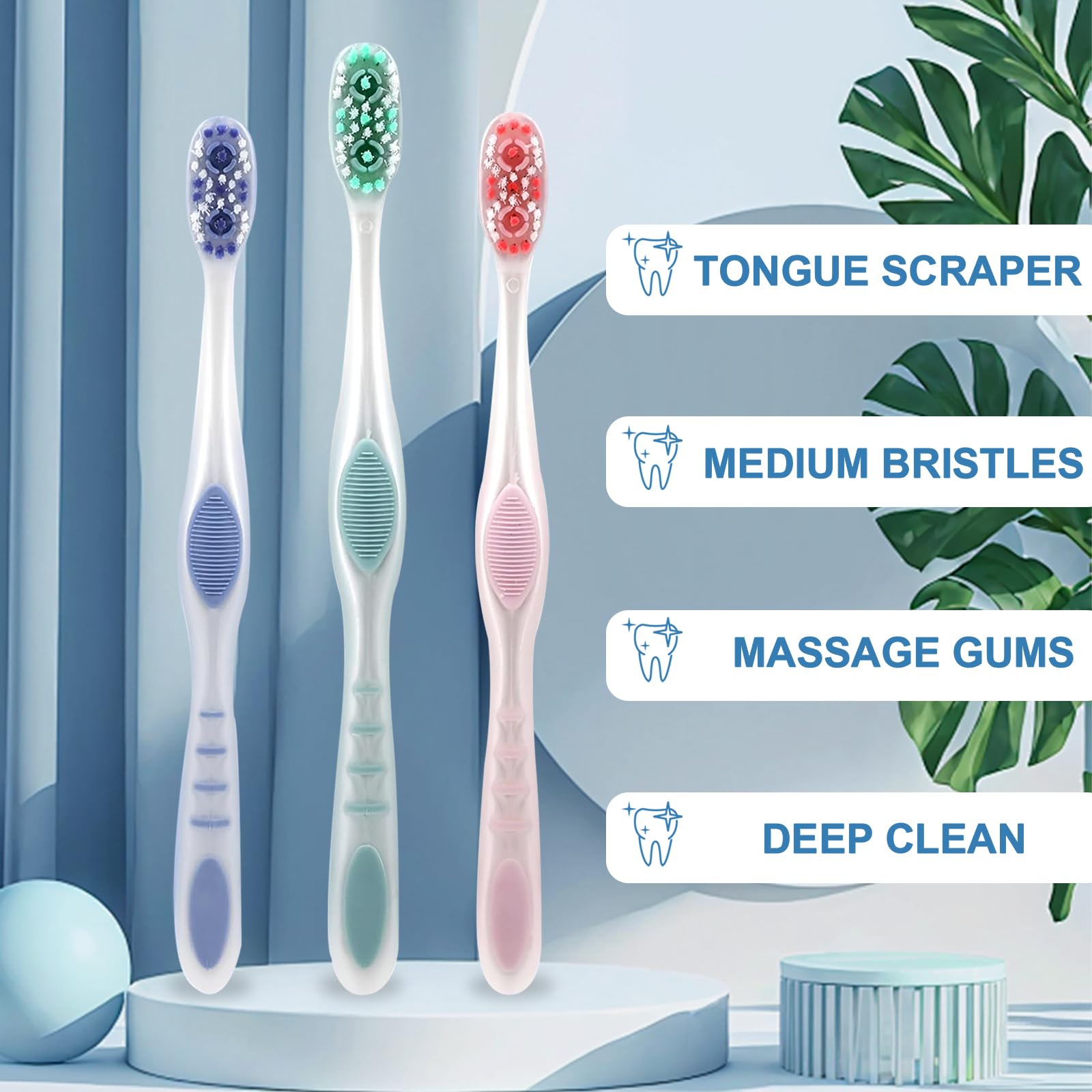 Toothbrush with built-in tongue scraper feature